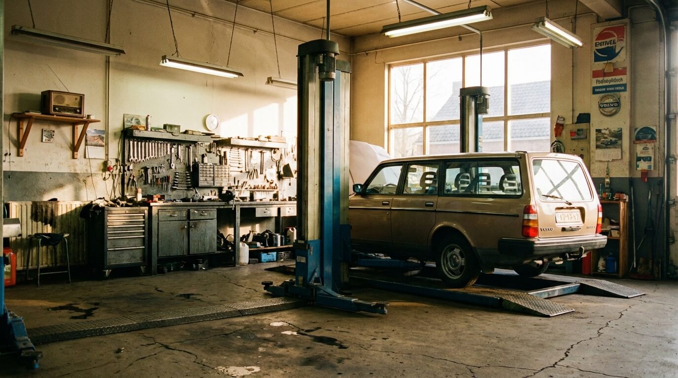 Monteur aan het werk in een moderne autogarage in Amsterdam